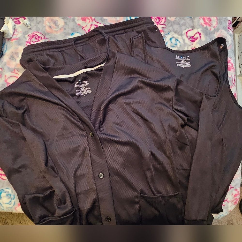 EUC! XL Black Live2Lounge Cardigan 3-piece Set - Picture 8 of 8
